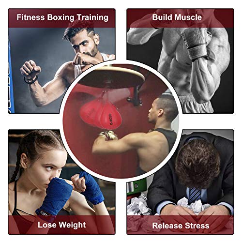 Superior Boxing Speed Bag - PU Leather Speed Punching Ball - Heavy Duty Hanging Swivel Ball for Gym & MMA Muay Thai Sports Fitness - Punching Dodge Striking Speed Reflex Ball - color: Red(10"x7")