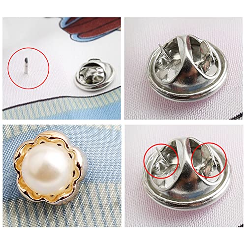 20Pcs Women Shirt Brooch Buttons Pearl No Sew Pins Safety Button - color: Rhinestone and pearl buttons