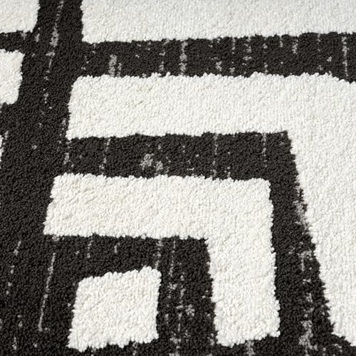 Abani Nomad Cream & Grey Area Rug 9' x 12' for Living Room, Bedroom - Geometric Box Design - Durable & Easy to Clean - size: 9' x 12'
