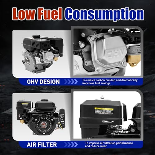 7.5 HP Gas Engine Kart Engine 210cc Single Cylinder Four Stroke Gas Engine 3600rpm Recoil/Electric Starter Motor High Efficiency Cooling System