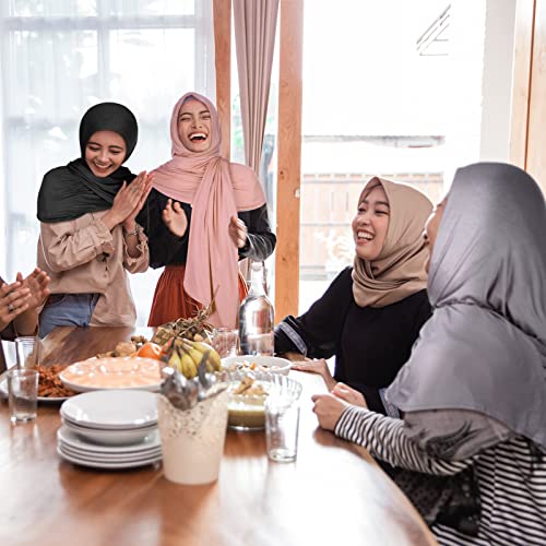 Vabean 4 Pcs Instant Hijab for Women Jersey Hijabs Pinless Ramadan Islamic Muslim Head Wraps Premium Head Scarf Shawl turban - color: Black, Dusty Rose, Vanilla, Gray