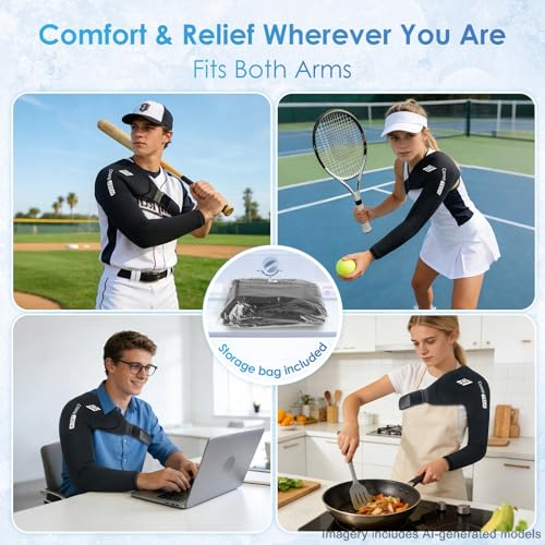 ComfiTECH Reusable Shoulder Arm Ice Pack Wrap for Pitcher & Recovery, L | Flexible Gel Ice Pack for Shoulder & Elbow & Arm Cooling, Adjustable Arm Cold Sleeve for Throwing Athletes & Muscle Comfort - size: Large, style: Black