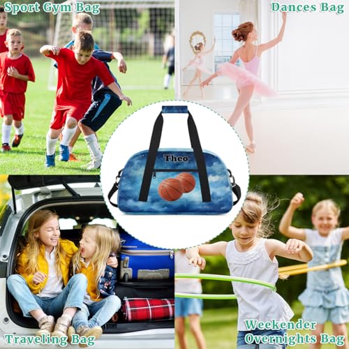 Personalized Basketball Sports Bag, Watercolor Blue Galaxy Starry Sky | Personalized Named Practice Travel Overnight Training Bag - color: Color 16
