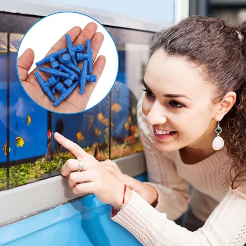 Honoson 30 Pieces Aquarium Air Control Valve T Shaped Air Pump Control Valves Single Way Plastic Flow Regulator for 4 mm Hose Line Tubing Connector(Blue) - color: Blue