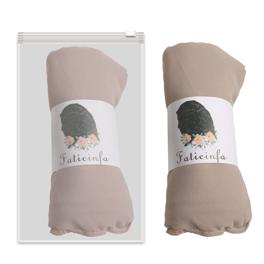 Instant Chiffon Hijab with Tie Back Under Cap Solid Color Soft Chiffon Scarf With Hijab Inner Caps For Muslim Women - color: Moon Light