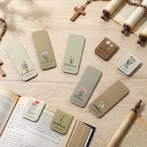 Tisancy 9 Pcs Christian Magnetic Bookmarks Bulk,Gray Brown - color: Gray Brown