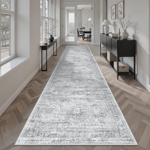 Soalmost Hallway Runner Rug 2'6"x10' Non-Slip Runners for Kitchen Grey - color: Grey, size: 2'6" x 10' (Runner)