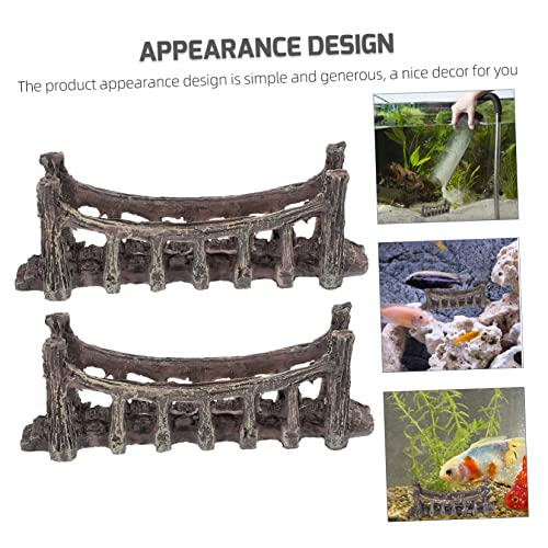 ORFOFE 2pcs Quality Resin Fish Tank Decoration Bridge for Fairy Garden and Aquarium