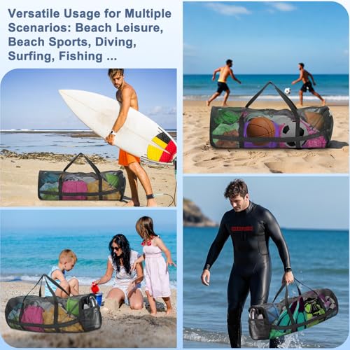 Diving Mesh Duffel Bag Large Capacity, Quick-Dry Ventilation System Mesh Duffel Bag for Scuba Diving, Snorkeling & Spearfishing Ideal Beach Travel Companion with a Splash-Proof Phone Pocket