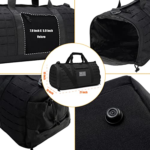 QT&QY 40L Military Tactical Duffle Bag For Men Sport Gym Fitness Tote Travel Training Workout With Shoe Compartment Basketball Football Weekender - color: Black