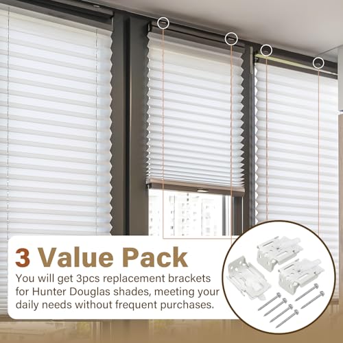 3-Pack Shade Mounting Bracket Fits Hunter Douglas Silhouette & Nantucket | Blinds Shade Brackets Compatible with Hunter Douglas, Turnex, Comfortex & ALTA, fits Silhouette/Nantucket/Pirouette, White