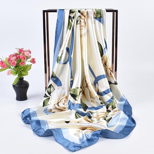 vimate 35" Square Silk Like Head Scarf - Women's Fashion Satin Scarf Bandana for Hair Wrapping at Night. - color: H2#. Style--133