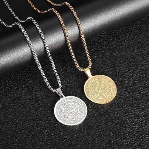 Exquisite Stainless Steel Islamic Muslim Quran Allah Medal Pendant Necklace for Men and Women Religious Ramadhan Amulet Jewelry - color: silvery