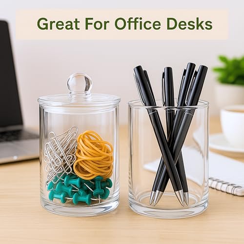 Acrylic Qtip Holder Bathroom Set, Bathroom Containers with Lids, Clear Plastic Apothecary Jars, Q Tip Holder Bathroom Set, Cotton Swab Holder, Cotton Ball Holder (Pack of 2) - size: Pack of 2
