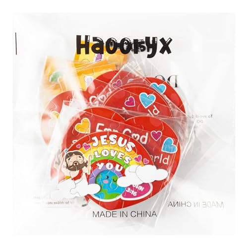 Haooryx Valentine's DIY Jigsaw Puzzle - 18 Pcs Jesus Loves You Colorful Cross Rainbow Heart Valentine’s Day Religious Paper Puzzle Exchange Gift Sunday School Educational Church Classroom Activity - style: Valentine’s Day DIY
