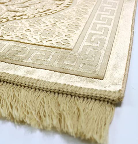 Modefa Muslim Prayer Rug Islam - Ramadan Gifts Set with Prayer Mat & Tasbih Prayer Beads - Soft Plush Islamic Gifts for Women Muslim Gifts for Men - Luxury Velvet Gift Box Set (Paisley Golden Yellow) - color: Golden Yellow