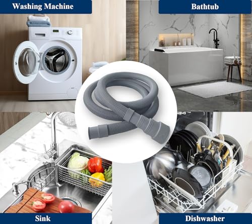 10ft Washing Machine Drain Hose Extension Kit | Universal for Washer, Dishwasher & Dehumidifier, 7-Piece Set with U-Bracket, 4 Clamps & Adapter - size: 10Feet