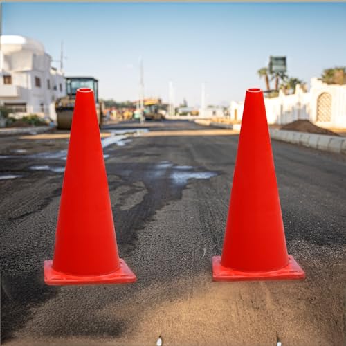 Versatyle Heavy Duty Agility Training Cones (2 in, 6 in, 9 in, 12 in, 28 in) for Sports, Kids Coaching, Multipurpose Field Marker Cones, Soccer, Basketball Drills, Bike, Motorcycle, Traffic Training - style: 28in, Orange