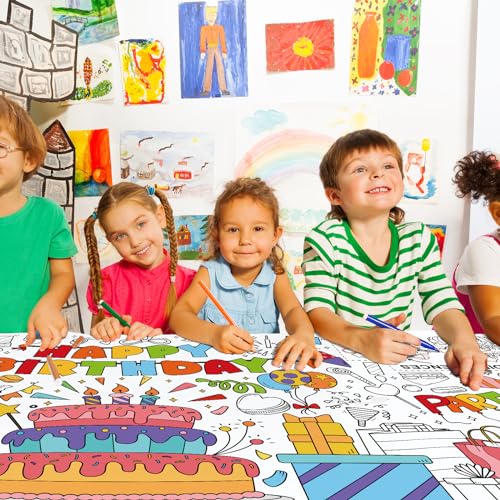 Gatherfun 교실 벽용 자이언트 컬러링 포스터 - 다용도 79.2 x 182.9cm(31.5 x 72인치) 생일 활동 포스터/테이블 커버, 학교 파티, 생일 파티 및 특별 이벤트 장식 - style: 생일 축하합니다