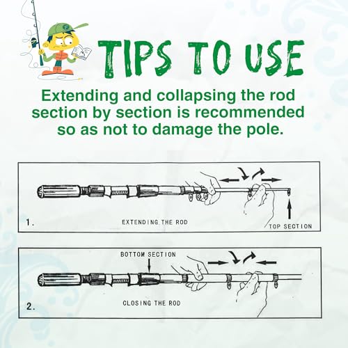 WIDDEN Kids Fishing Pole, Portable Telescopic Kids Fishing Poles for Boys and Girls, Fishing Rod and Reel Combo Kit with Tackle Box, and Fishing Net, Best Fishing Pole for Toddler Youth - color: Green+Green