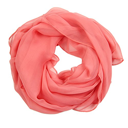 PANTONIGHT Long Chiffon Sheer Scarf For womens - color: 062 Watermelon Red