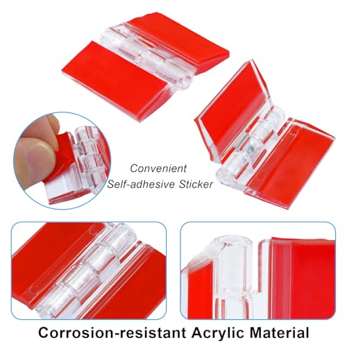 Hitefu Clear Acrylic Hinges, 30 * 35mm, 12 Pcs | Invisible, Self Adhesive, For Aquarium Lids, Cabinets, Display Stands & DIY Furniture - size: 30*35mm