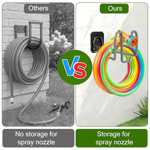 Garden Hose Holder with Hook - Heavy Duty Garden Hose Hanger with Sprayer Storage Design, Wall Mount Water Hose Storage for Outside Yard Lawn and Garage - color: 1pc Gray