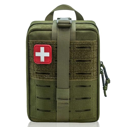 Molle Ifak Pouch Rip Away, Molle Tactical Medical Pouch, Empty First Aid Kit Bag for Duty Belt (2 Pack-Green) - color: 2 Pack-green