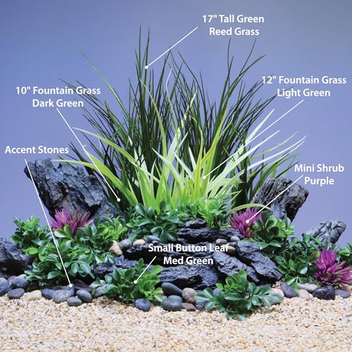 Vita Aquascape Fountain Grass Aquarium Plant – Lifelike Artificial Tall Midground Plant with Weighted Base, Non-Toxic Fish Tank Decor, Light Green (12” Tall) - color: Light Green Fountain Grass