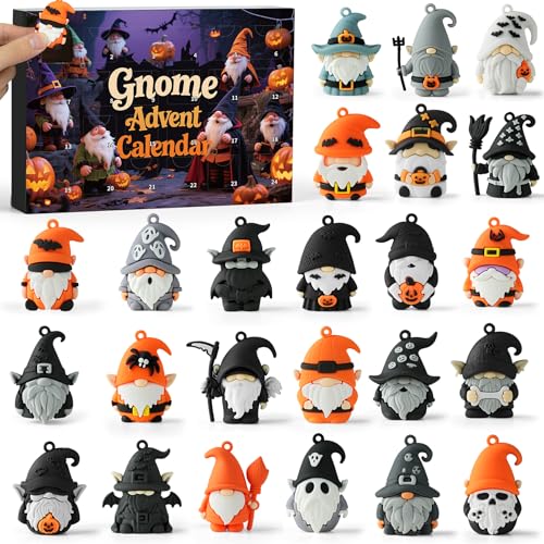 Gnome Advent Calendar 2026 Halloween,24 Day Halloween Countdown Calendar with 24 Collectible Gnome Gifts for Kids Boys Girls Toddlers Boo Basket Stuffers - color: Multi Gnome