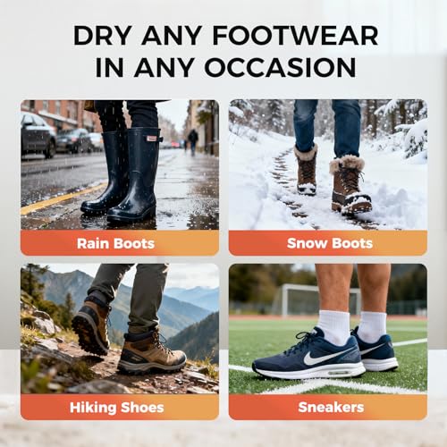Trustech Boot Dryer, Silent Shoe Dryer & Warmer with Heat Blower, Timer, Detachable Racks, Forced Air for Quick Drying, Helps Reduce Odor, 2 Pairs Boot Warmer for Shoes, Ski, Gloves, Hats, Socks