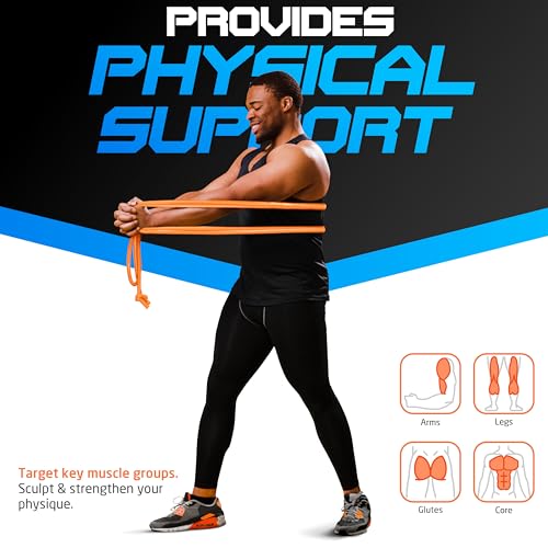 Resistance Bands - 16 Feet Long - 88 lbs Resistance - Strength Training Bands - Elastic Workout Bands - Wrestling Resistance Bands - Fitness & Home Workout Equipment - Resistance Training - color: Orange