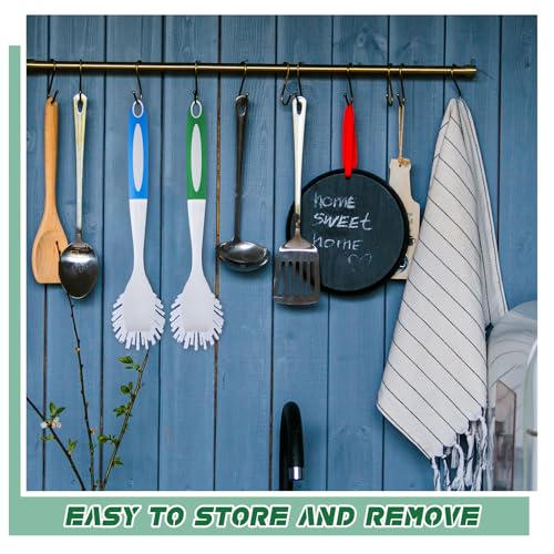Hsei 20 Pcs Blue and Green Kitchen Scrub Dish Brush Bulk with 11 Inch Anti Slip Handle Cleaning Dish Scrubber with Stiff Bristles Washing Scrub Brushes for Housekeeping for Pots and Pans, Kitchen Sink - color: Blue and Green