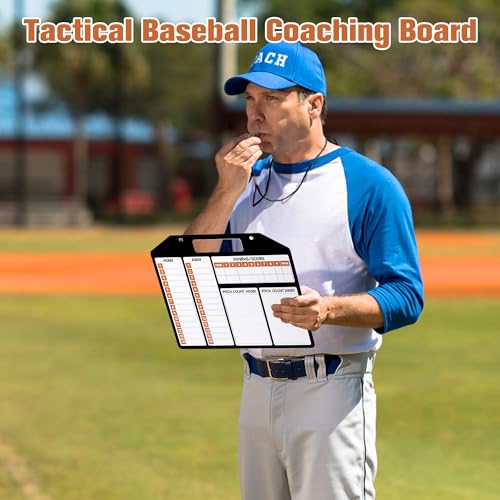 Magnetic Baseball Lineup Board, Anglecai Baseball Dry Erase Coaching Board | Baseball Coach Clipboard for Softball Dugout Board with 30 Lineup Card/ 10 Magnet/2 Marker/2 Hook - color: Black