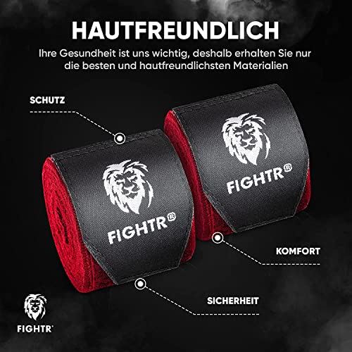 FIGHTR® Boxing Handwraps 160 inches semi-Elastic Hand Wraps with Thumb Loop for Boxing, MMA, Muay Thai & Martial Arts - color: Red, size: pair of 100"