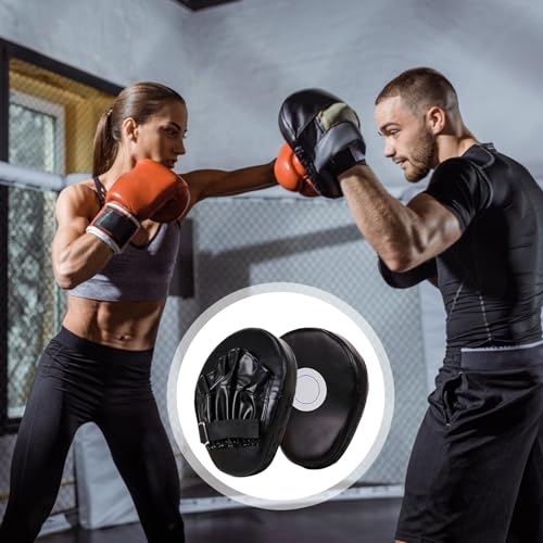 Boxing Pads Mitts, Leather Curved Focus Boxing Gloves, Shock-Resistant Thickened Punching Mitts, Taekwondo Equipment for Fighting or Striking Practice, Pads.
