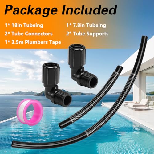 Pool Chlorinator Parts, 1/2" NPT 90-Degree Tube Connector, 5/8" OD Tube, Tube Support Compatible with Pentair Rainbow Auto Feeder/Chlorinator Model 320 322 Replace#: R172272 R172091 R172253