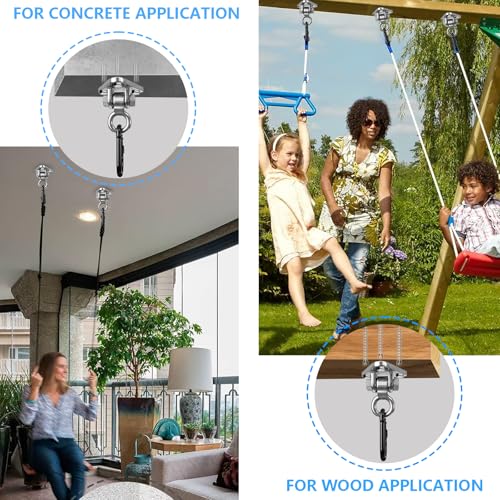 2-Pack Heavy Duty Swing Hanger Bracket, 1000 lbs Capacity, 304 Stainless Steel Swing Mount with Threaded Hook, for Indoor/Outdoor Porch Swing, Hammock, Gym Rings, Punching Bag Hardware - size: 3 holes-2Pack