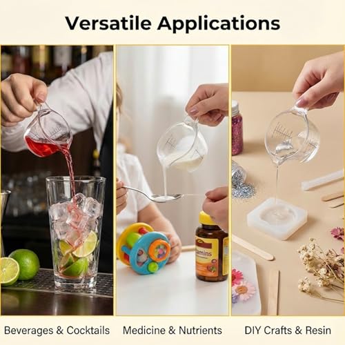 3 Pack 2 oz/60ml Small Measuring Cup Plastic Measuring Cups for Liquids Clear Hair Dye Measurings Cup with tsp/Tbsp/oz/ml Markings for Kitchen Laundry DIY Beauty Mixing