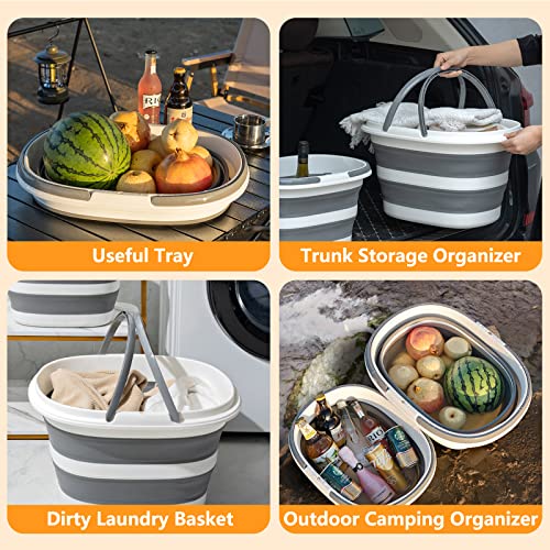 Goderewild Large Collapsible Bucket 16L Two-Pack - Upgraded, Lightweight & Portable Water Bucket for House Cleaning, Camping, Storage - Space-Saving & Multiuse Cleaning Mop Bucket - Grey (2 Pack) - color: New Grey2