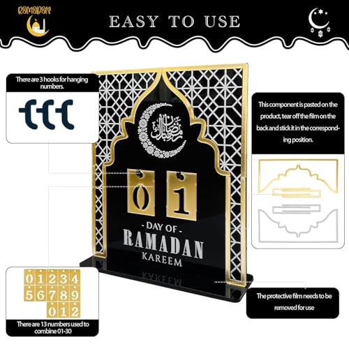 Ramadan Advent Calendar 30 Days Eid Mubarak DIY Countdown Calendar Ramadan Centerpieces Decoration Parties Islam Muslim Table Decor for Ramadan Party