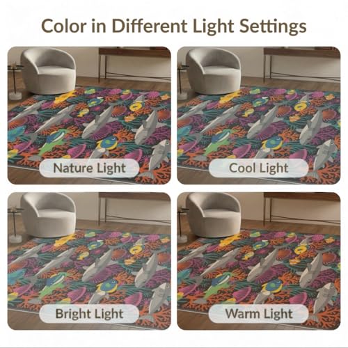8'x10' Washable Graphic Shark Large Rug, Black Non-Shedding Pet Friendly Carpet Foldable Easy Care Mat for King Size Bedroom, Master Suite, Under Bed | Ref:2068058 - color: Black/Pattern 23, size: 8' x 10' (Rectangular)