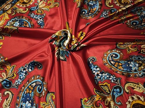Large 35 inches Satin Square Scarf Lightweight Neck Hair Wrap Fashion Headscarf - color: A12