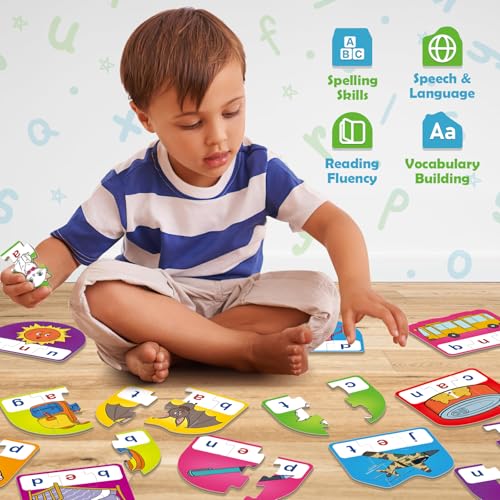 CVC Puzzle Cards for Kids,CVC Word Games,Toddler Speech Therapy Toys,3 Alphabet Letter Word Puzzles,Learning Reading Spelling Games,Preschool Kindergarten Classroom Must Haves - style: CVC