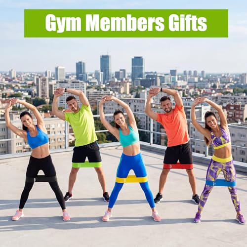 Outus 150 Pcs Resistance Loop Exercise Bands Loop Exercise Bands Set for Gym Members Sports Class Gift 5 Pcs Each Set with Storage Bag, Instruction Guide and Gift Box for Outdoor Home Gym Yoga Pilates