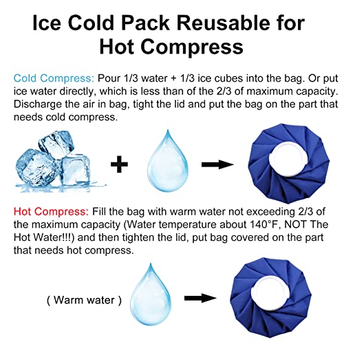 Ice Bag, Ice Packs for Injuries Reusable 9", Hot Water Bag for Pain Relief, Hot & Cold Therapy, Headaches, Blue Ice Pack Dark Blue Ice Bags 2 Pack - size: 9", style: Blue (2 Pack)