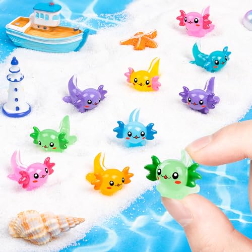 70Pcs Mini Resin Axolotl, Miniature Animal Figurine | Garden Landscape Aquarium Dollhouse Ornament Potted Plants Decor for DIY Craft Garden Fairy Decoration Birthday Party Favor