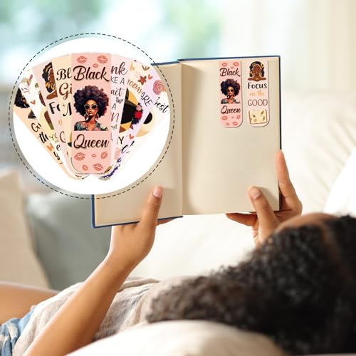 Wxiben Black Girl Magnetic Bookmark - 30 Pcs Black Women Inspirational Quotes Book Mark Magnets Reading Bookmarks Magnetic African American Women Book Markers Page Clip for Students Teachers Gifts - style: Black Girl