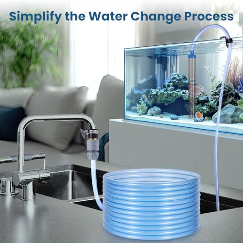 Fish Tank Vacuum Gravel Cleaner Gravel Vacuum for Aquarium 50 Feet | Siphon Aquarium Water Changer for Fish Tank with Four Faucet Adapter and Long Hose - size: 50FT