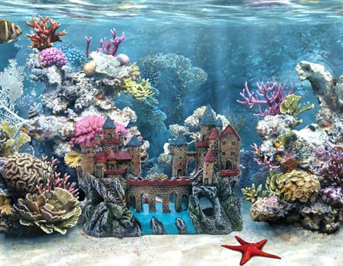 M2cbridge Antique Roman Column Ruins European Castle Aquarium Decorations Fish Tank Hideout Rocks (Large Castle) - color: Large Castle